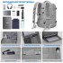 Rucsac voiaj, Quasar & Co.®, bagaj mana avion extensibil 43x30x20-28 cm + trusa cosmetice cu carlig + trusa calatorie, rucsac calatorie multifunctional, impermeabil, compartiment pantofi, compartiment laptop, sistem agatare pe troler, textil, gri/gri [4]