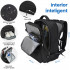 Rucsac voiaj, Quasar & Co.®, bagaj mana avion extensibil 43x30x20-28 cm + sac rufe + husa cabluri + trusa calatorie, rucsac calatorie multifunctional, impermeabil, compartiment pantofi, compartiment laptop, sistem agatare pe troler, textil, negru/negru [3]