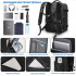 Rucsac voiaj, Quasar & Co.®, bagaj mana avion extensibil 43x30x20-28 cm + sac rufe + husa cabluri + trusa calatorie, rucsac calatorie multifunctional, impermeabil, compartiment pantofi, compartiment laptop, sistem agatare pe troler, textil, negru/negru [4]