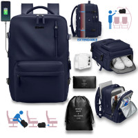 Rucsac voiaj, Quasar & Co.®, bagaj mana avion extensibil 43x30x20-28 cm + sac rufe + husa cabluri + trusa calatorie, rucsac calatorie multifunctional, impermeabil, compartiment pantofi, compartiment laptop, sistem agatare pe troler, textil, bleumarin/negr Rucsac voiaj, Quasar & Co.®, bagaj mana avion extensibil 43x30x20-28 cm + sac rufe + husa cabluri + trusa calatorie, rucsac calatorie multifunctional, impermeabil, compartiment pantofi, compartiment laptop, sistem agatare pe troler, textil, bleumarin/negr