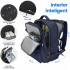 Rucsac voiaj, Quasar & Co.®, bagaj mana avion extensibil 43x30x20-28 cm + sac rufe + husa cabluri + trusa calatorie, rucsac calatorie multifunctional, impermeabil, compartiment pantofi, compartiment laptop, sistem agatare pe troler, textil, bleumarin/negr [3]