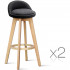 Set 2 scaune bar, Quasar & Co.®, rotative, sistem rotire 360°, inalte, tapitate, pretabile bucatarie, metal cu aspect de lemn/textil/burete, ECHO, negru [2]