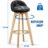 Set 2 scaune bar, Quasar & Co.®, rotative, sistem rotire 360°, inalte, tapitate, pretabile bucatarie, metal cu aspect de lemn/textil/burete, ECHO, negru [3]