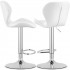 Set 2 scaune bar Quasar & Co.®, inalt, inaltime reglabila, rotativ, sistem rotire 360°, picior antiderapant, baza cromata, suport fix metalic pentru picioare, sezut tip scoica, scaune pretabile bucatarie, piele ecologica, NOMA, alb [2]