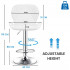 Set 2 scaune bar Quasar & Co.®, inalt, inaltime reglabila, rotativ, sistem rotire 360°, picior antiderapant, baza cromata, suport fix metalic pentru picioare, sezut tip scoica, scaune pretabile bucatarie, piele ecologica, NOMA, alb [5]