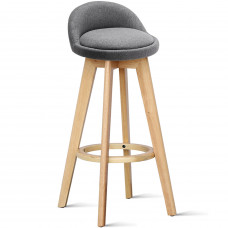 Scaun bar, Quasar & Co.®, rotativ, sistem rotire 360°, inalt, tapitat, pretabil bucatarie, metal cu aspect de lemn/textil/burete, ECHO, gri