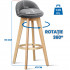 Scaun bar, Quasar & Co.®, rotativ, sistem rotire 360°, inalt, tapitat, pretabil bucatarie, metal cu aspect de lemn/textil/burete, ECHO, gri [2]