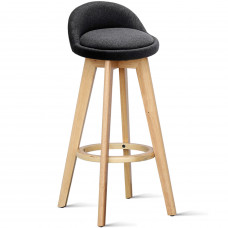 Scaun bar, Quasar & Co.®, rotativ, sistem rotire 360°, inalt, tapitat, pretabil bucatarie, metal cu aspect de lemn/textil/burete, ECHO, negru
