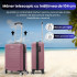 Troler cabina avion Quasar & Co.®, 55x36x20cm, bagaj de mana, troller cu fermoar antifurt, cifru, maner telescopic lung, geamantan cu 4 roti duble silentioase 360°, valiza ABS 2.8 mm, rezistent, 2 compartimente cu buzunar, 10kg, LINE, roz pudrat [4]