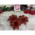 Set 10 ornamente pentru bradul de Craciun, stea Poinsettia, 10cm, rosu [12]