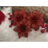 Set 10 ornamente pentru bradul de Craciun, stea Poinsettia, 10cm, rosu [16]