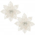 Set 10 ornamente pentru bradul de Craciun, stea Poinsettia, 14cm, alb cu sclipici [10]