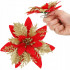 Set 10 ornamente pentru bradul de Craciun, stea Poinsettia, 14cm, rosu auriu [4]