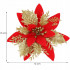 Set 10 ornamente pentru bradul de Craciun, stea Poinsettia, 14cm, rosu auriu [7]