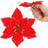 Set 10 ornamente pentru bradul de Craciun, stea Poinsettia, 13cm, rosu cu sclipici [4]