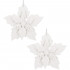 Set 10 flori de Craciun 12 cm, ornamente cu sclipici, plastic, alb [2]
