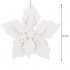 Set 10 flori de Craciun 12 cm, ornamente cu sclipici, plastic, alb [12]