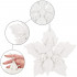 Set 10 flori de Craciun 12 cm, ornamente cu sclipici, plastic, alb [8]