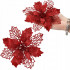 Set 10 ornamente pentru bradul de Craciun, stea Poinsettia, 16cm, visiniu [6]