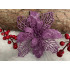 Set 10 ornamente pentru bradul de Craciun, stea Poinsettia, 16cm, violet [11]