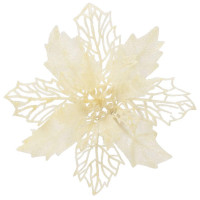 Set 10 ornamente pentru bradul de Craciun, stea Poinsettia, 16cm, crem Set 10 ornamente pentru bradul de Craciun, stea Poinsettia, 16cm, crem