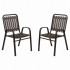 Set 2 scaune de gradina cu brate, PP si cadru metalic, 56x63x89 cm, maro [2]