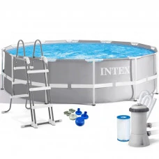Piscina cadru metalic Intex Prism Frame, 366x99cm, 9.000 litri, cu pompa de filtrare si scara Piscina cadru metalic Intex Prism Frame, 366x99cm, 9.000 litri, cu pompa de filtrare si scara
