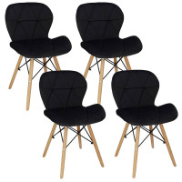 Set 4 scaune dining Torino pentru bucatarie tapitat cu catifea, 40x72cm, negru Set 4 scaune dining Torino pentru bucatarie tapitat cu catifea, 40x72cm, negru