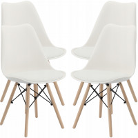 Set 4 scaune de bucatarie, design scandinav modern, sezut cu burete, alb Set 4 scaune de bucatarie, design scandinav modern, sezut cu burete, alb