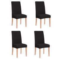 Set 4 huse universale pentru scaun, marime universala, poliester si spandex, 45 x 60 cm, negru