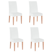 Set 4 huse universale pentru scaun, marime universala, poliester si spandex, 45 x 60 cm, alb Set 4 huse universale pentru scaun, marime universala, poliester si spandex, 45 x 60 cm, alb