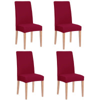 Set 4 huse universale pentru scaun, marime universala, poliester si spandex, 45 x 60 cm, grena Set 4 huse universale pentru scaun, marime universala, poliester si spandex, 45 x 60 cm, grena