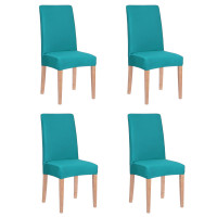 Set 4 huse universale pentru scaun, marime universala, poliester si spandex, 45 cm x 60 cm, albastru marin Set 4 huse universale pentru scaun, marime universala, poliester si spandex, 45 cm x 60 cm, albastru marin