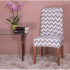 Set 4 huse universale pentru scaun, marime universala, poliester si spandex, 45 cm x 60 cm, zig zag, alb gri [2]