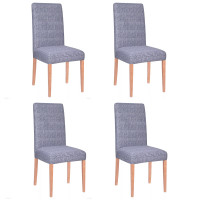 Set 4 huse universale pentru scaun, marime universala, poliester si spandex, 45 cm x 60 cm, carouri, gri inchis Set 4 huse universale pentru scaun, marime universala, poliester si spandex, 45 cm x 60 cm, carouri, gri inchis