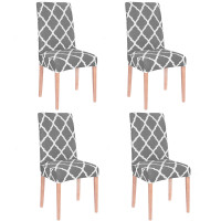 Set 4 huse universale pentru scaun, marime universala, poliester si spandex, 45 x 60 cm, gri alb Set 4 huse universale pentru scaun, marime universala, poliester si spandex, 45 x 60 cm, gri alb
