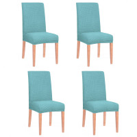 Set 4 huse universale pentru scaun, marime universala, poliester si spandex, 45 cm x 60 cm, albastru deschis Set 4 huse universale pentru scaun, marime universala, poliester si spandex, 45 cm x 60 cm, albastru deschis
