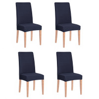 Set 4 huse universale pentru scaun, marime universala, poliester si spandex, 45 cm x 60 cm, bleumarin intens