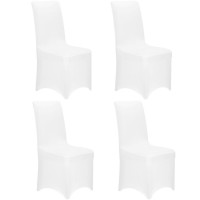 Set 4 huse pentru scaune de evenimente, marime universala, poliester si spandex, alb Set 4 huse pentru scaune de evenimente, marime universala, poliester si spandex, alb
