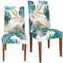 Set 4 huse pentru scaun, marime universala, poliester si spandex, 38x70cm, verde cu model floral [2]