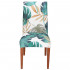 Set 4 huse pentru scaun, marime universala, poliester si spandex, 38x70cm, verde cu model floral [5]
