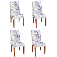 Set 4 huse pentru scaun, marime universala, poliester si spandex, 38x70cm, alb, nuante de bleumarin, galben Set 4 huse pentru scaun, marime universala, poliester si spandex, 38x70cm, alb, nuante de bleumarin, galben