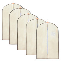 Set 5 huse transport haine, pe umeras, impermeabila cu fereastra, crem, 60x100 cm Set 5 huse transport haine, pe umeras, impermeabila cu fereastra, crem, 60x100 cm