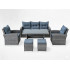 Set mobilier gradina 7 piese, canapea 3 locuri, 2 fotolii, 2 tabureti si masa cu blat sticla, ratan PE, 187x78x85 cm, gri [6]
