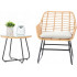 Set mobilier gradina din ratan, 2 scaune cu perne, 1 masa rotunda, maro natur [2]
