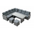 Set mobilier gradina coltar 4 piese, canapea, masa si 2 tabureti, ratan PE, 182x68x68 cm, gri [3]