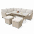 Set mobilier gradina Cesme 4 piese, canapea, masa si 2 tabureti, ratan PE, 179x65x73 cm, bej [4]