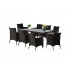 Set mobilier gradina 8 scaune si masa 196x98x73 cm, ratan si cadru otel zincat, blat masa sticla securizata, maro [2]