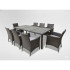Set mobilier gradina 8 scaune si masa 196x98x73 cm, ratan si cadru otel zincat, blat masa sticla securizata, maro [3]