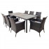 Set mobilier gradina 8 scaune si masa 196x98x73 cm, ratan si cadru otel zincat, blat masa sticla securizata, maro [4]